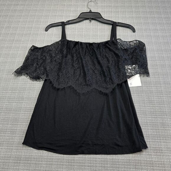 Bailey 44 Lace Off Shoulder Black Top Small Romantic Goth Date‎ Night USA New - Picture 1 of 11